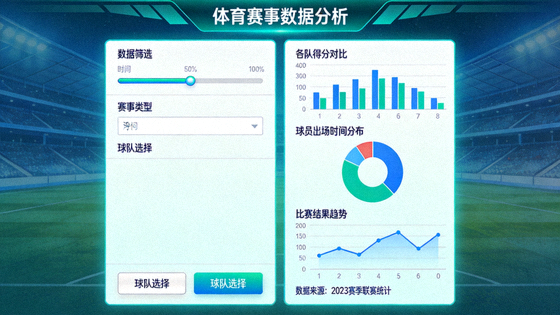 体育数据分析界面与统计图表的展示画面
